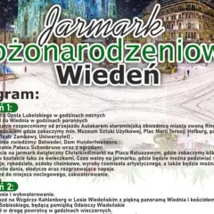 Wiedeń jarmark bożonarodzeniowy: śnieżne miasto, świąteczne dekoracje i mnóstwo atrakcji. Program wycieczki obejmuje zwiedzanie zabytków i czas wolny na jarmarku.