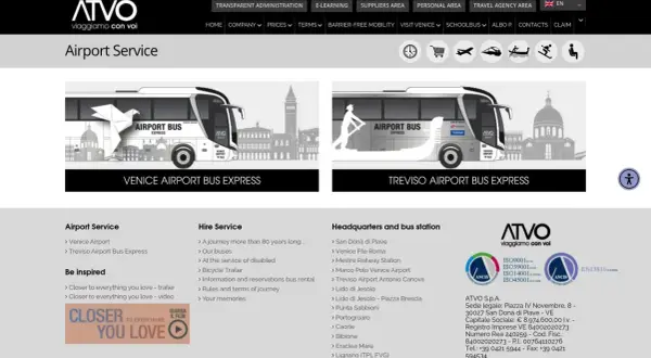 Autobus ATVO obsługuje lotnisko Wenecja i lotnisko Treviso, zapewniając wygodne podróże.