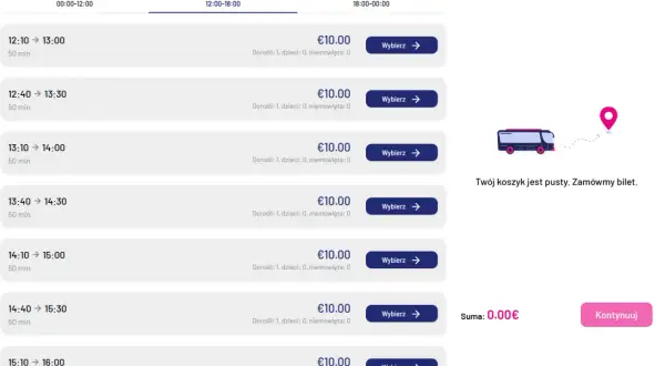 Lista połączeń pociągów z Bergamo do Mediolanu, każdy za 10€. Wybierz swój pociąg.